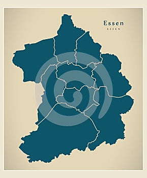 Modern City Map - Essen city of Germany with boroughs DE photo
