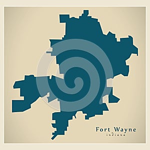 Modern City Map - Fort Wayne Indiana city of the USA