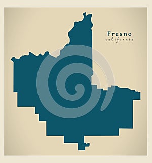 Modern City Map - Fresno California city of the USA