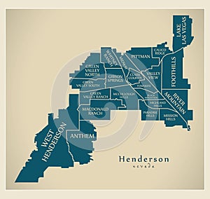 Modern City Map - Henderson Nevada city of the USA with neighbor