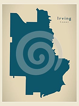 Modern City Map - Irving Texas city of the USA