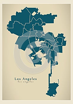 Modern City Map - Los Angeles city of the USA with boroughs photo