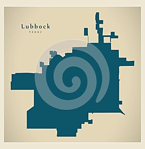 Modern City Map - Lubbock Texas city of the USA