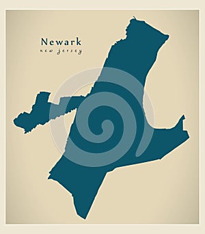 Modern City Map - Newark New Jersey city of the USA