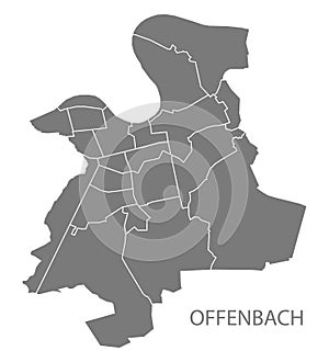 Modern City Map - Offenbach city of Germany with districts grey DE photo