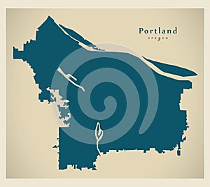 Modern City Map - Portland Oregon city of the USA