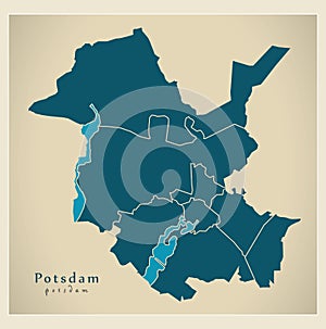 Modern City Map - Potsdam city of Germany with boroughs DE