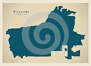 Modern City Map - Riverside California city of the USA