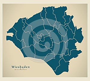 Modern City Map - Wiesbaden city of Germany with boroughs DE