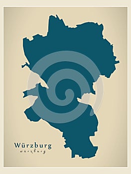 Modern City Map - Wurzburg city of Germany DE