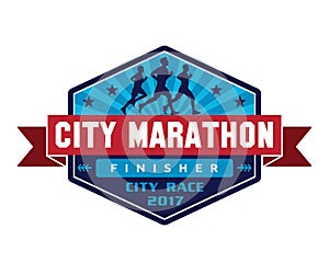 Modern City Marathon Badge Logo Illustration