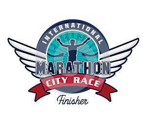 Modern City Marathon Badge Logo Illustration