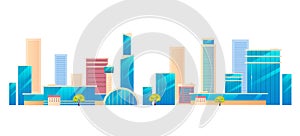 Modern city, metropolis cartoon vector illustration