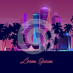 Modern city nightlife cartoon vector banner