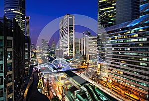 Modern city, Sathon Road, Bangkok, Thailand.