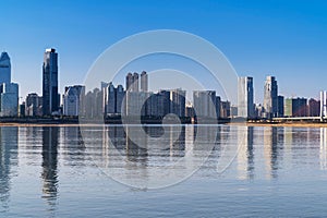 modern city,shanghai skyline in daytime