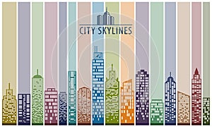 Modern city skyline colored
