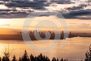 Modern City Skyline in Downtown Vancouver, British Columbia, Canada.