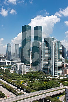 Modern city skyline and highway at Shenzhen photo