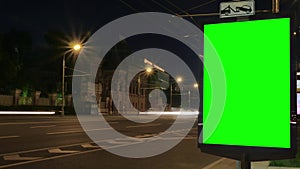 Modern citylight box with green screen under lanterns light