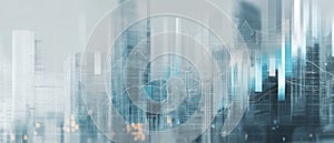 The Modern Cityscape with Abstract Financial Data Visualization Overlay AI generated image