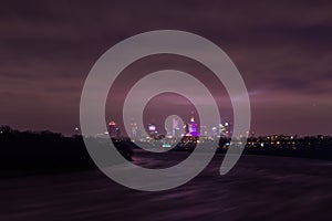 Modern cityscape with fireworks on New Years Eve