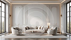 Modern classic luxury living room interior background .
