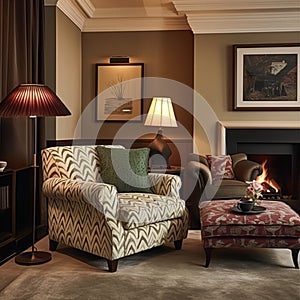 Modern classic sitting room decor, interior design and house improvement, living room furniture, armchair and home decor