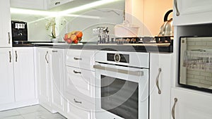 Modern classic white kitchen interior