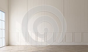 Modern classical pattern wall decorate and woodern floor.
