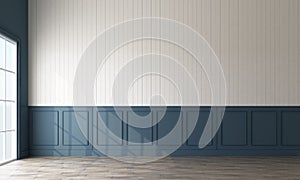 Modern classical pattern wall decorate and woodern floor.