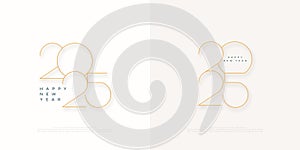 Modern and clean 2025 happy new year design. Luxury design in golden color on white background. Premium design 2025 for calendar,