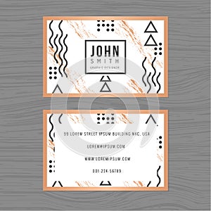 Modern clean business card template in abstract background. Linear outline design. Printing design template.