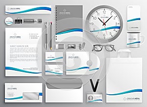 Modern clean business stationery set design