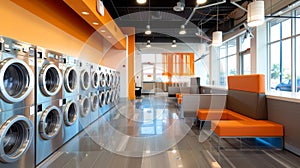 Modern and clean laundromat AI created