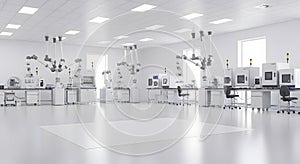 Modern Cleanroom Laboratory with Advanced Scientific Equipment and Computers