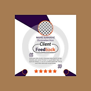 Modern Client Testimonial Design. Creative Template Display for Promotion.