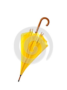 Modern closed yellow umbrella isolated