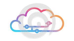 Modern Cloud Computing Icon with Digital Circuitry, Tech Integration, vector design Generative AI