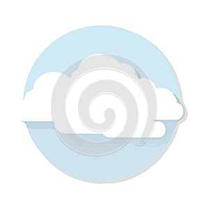 Modern Cloud Icon in Light Blue Circle, Flat Design