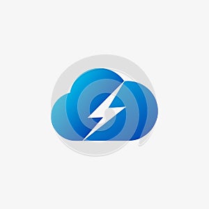 Modern cloud logo design template with energy inside, flash, computer, cloud, data, technology