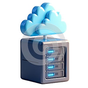 Cloud server data storage blue cloud icon on white