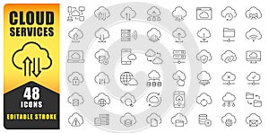 Modern Cloud Services Line Icon Set