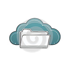 Modern Cloud Storage and Data Management Icon with File Folder