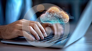 Modern cloud technologies: data processing concept, cyberspace, innovative solutions for business and remote work