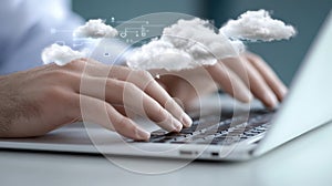 Modern cloud technologies: data processing concept, cyberspace, innovative solutions for business and remote work