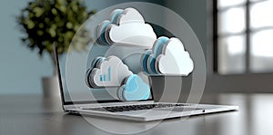 Modern cloud technologies: data processing concept, cyberspace, innovative solutions for business and remote work