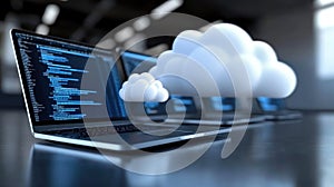 Modern cloud technologies: data processing concept, cyberspace, innovative solutions for business and remote work