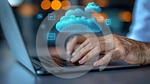 Modern cloud technologies: data processing concept, cyberspace, innovative solutions for business and remote work