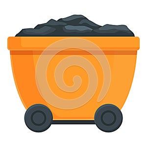 Modern coal cart icon cartoon vector. Wagon mining coal